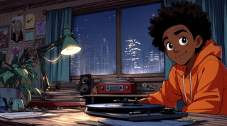 Little TJ in his studio